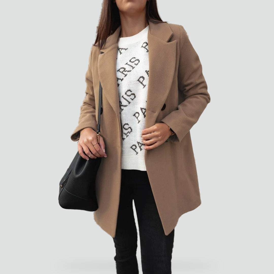 Wool-Blend Coat with Refined Collar
