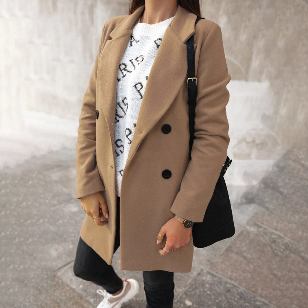 Wool-Blend Coat with Refined Collar - product photo 2