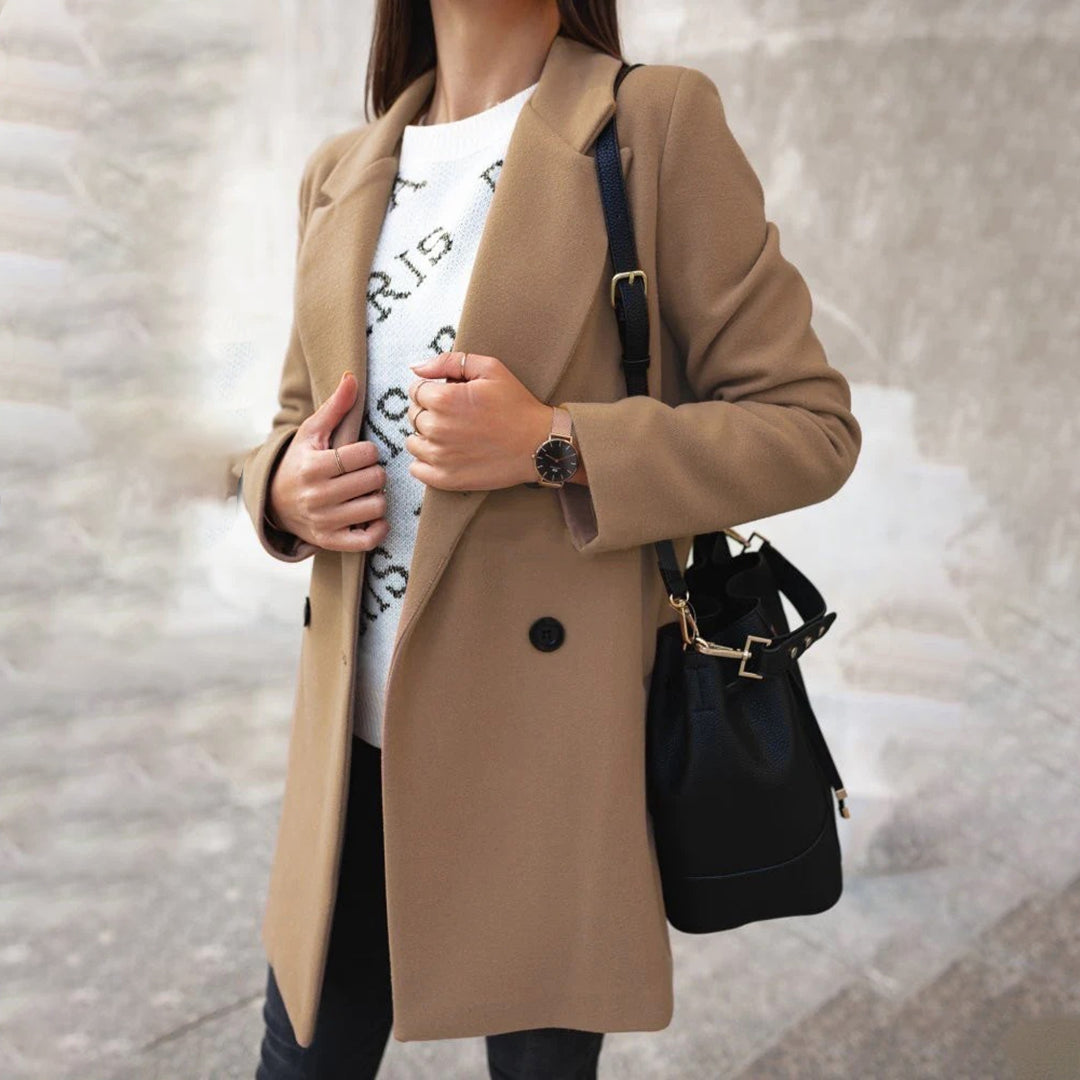 Wool-Blend Coat with Refined Collar - product photo 3