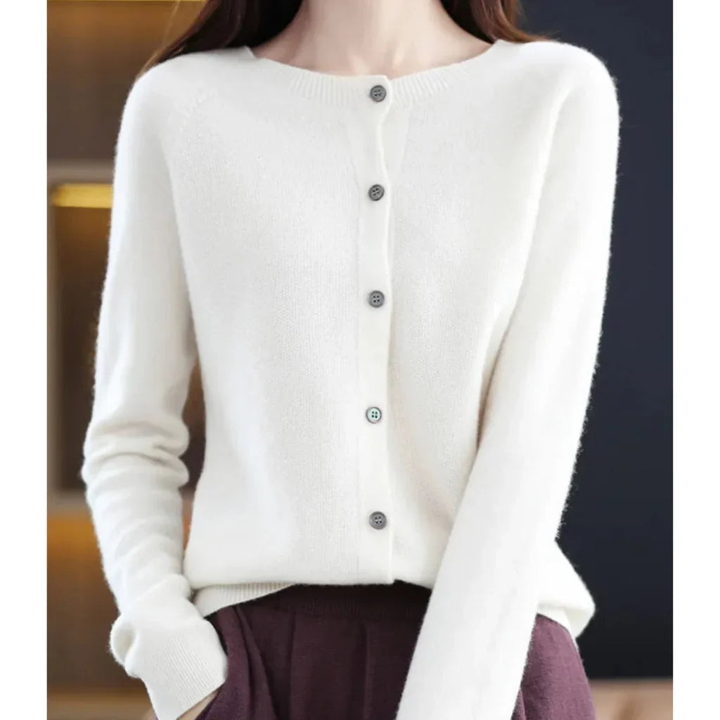 Wool Cardigan with Button Closure and Round Neck - product photo 11