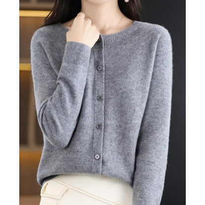 Wool Cardigan with Button Closure and Round Neck - product photo 9