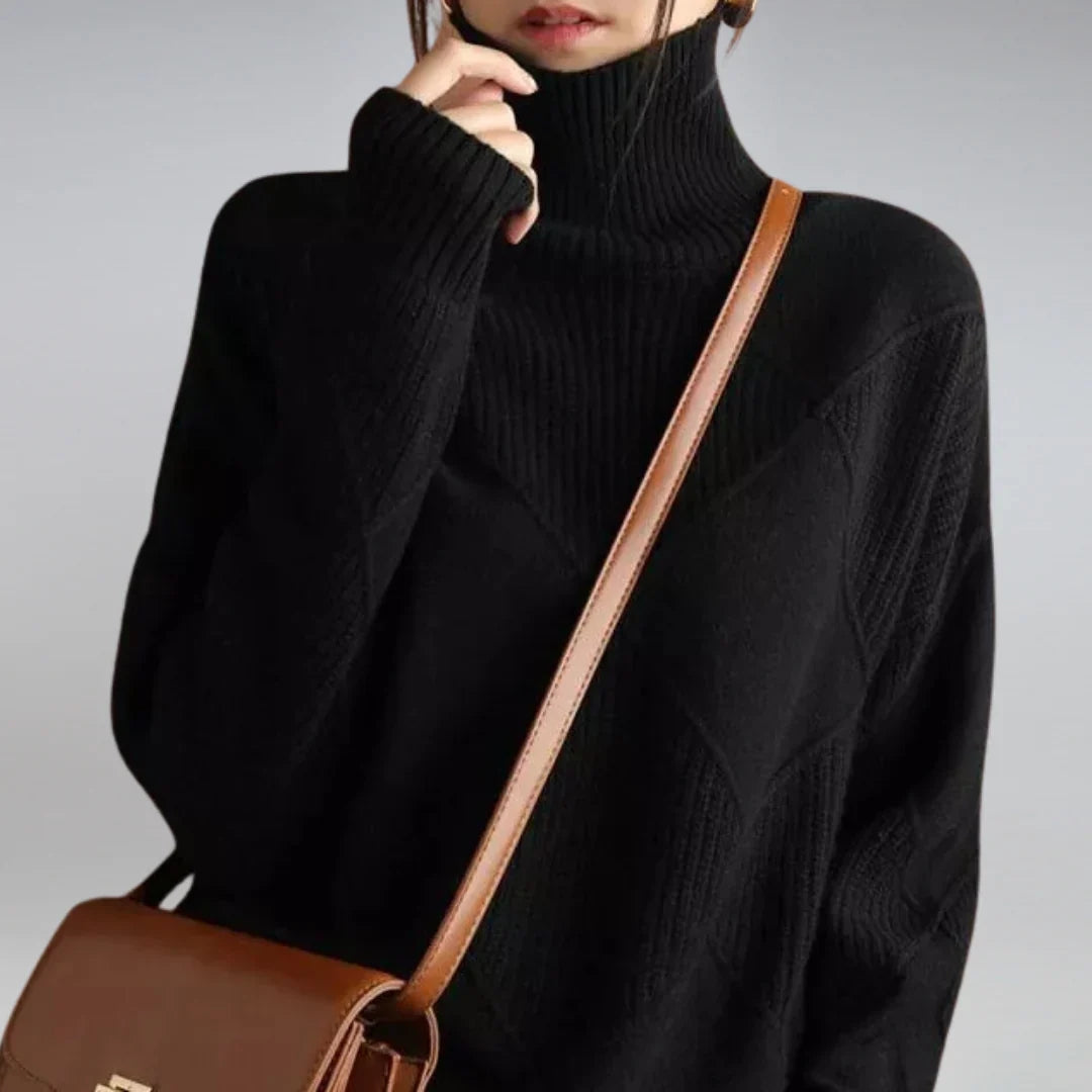 Wool Turtleneck Jumper with Argyle Pattern - product photo 10