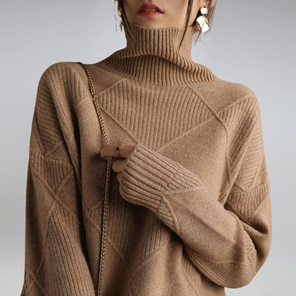Wool Turtleneck Jumper with Argyle Pattern - product photo 2
