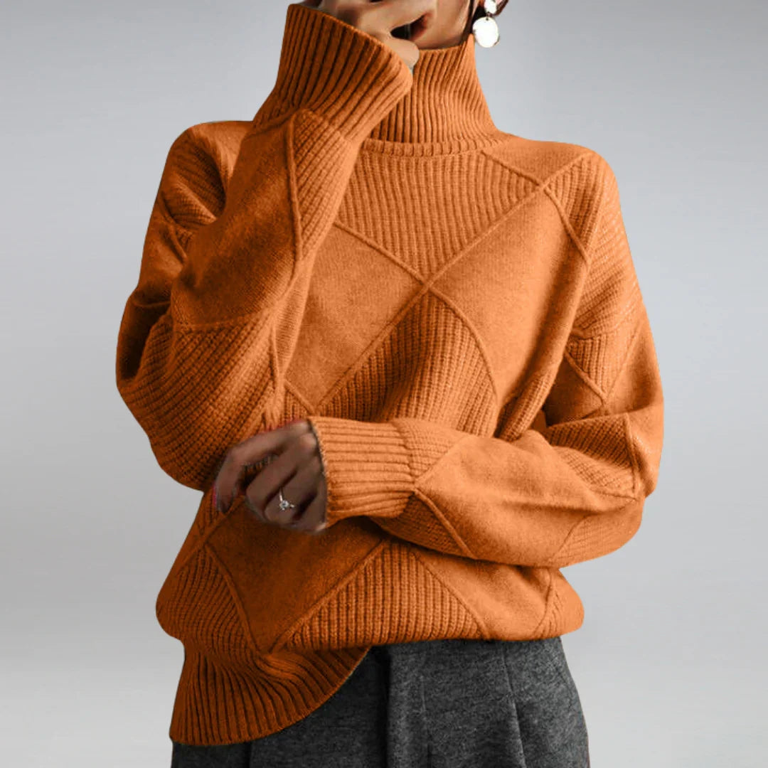 Wool Turtleneck Jumper with Argyle Pattern - product photo 5