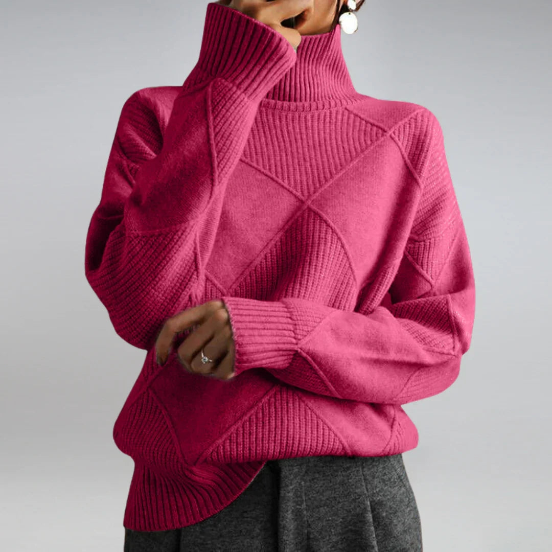 Wool Turtleneck Jumper with Argyle Pattern - product photo 6