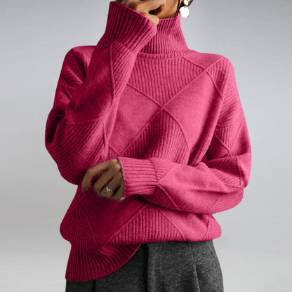 Wool Turtleneck Jumper with Argyle Pattern - product photo 6