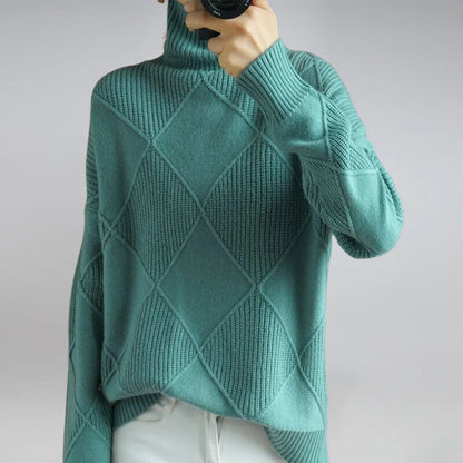 Wool Turtleneck Jumper with Argyle Pattern - product photo 8
