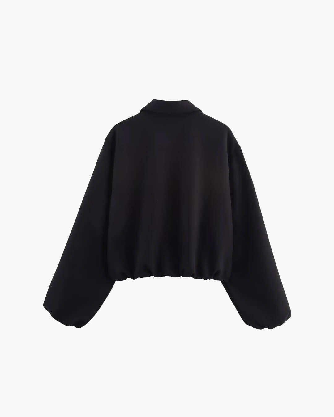 Cropped Bomber Jacket with Elastic Hem