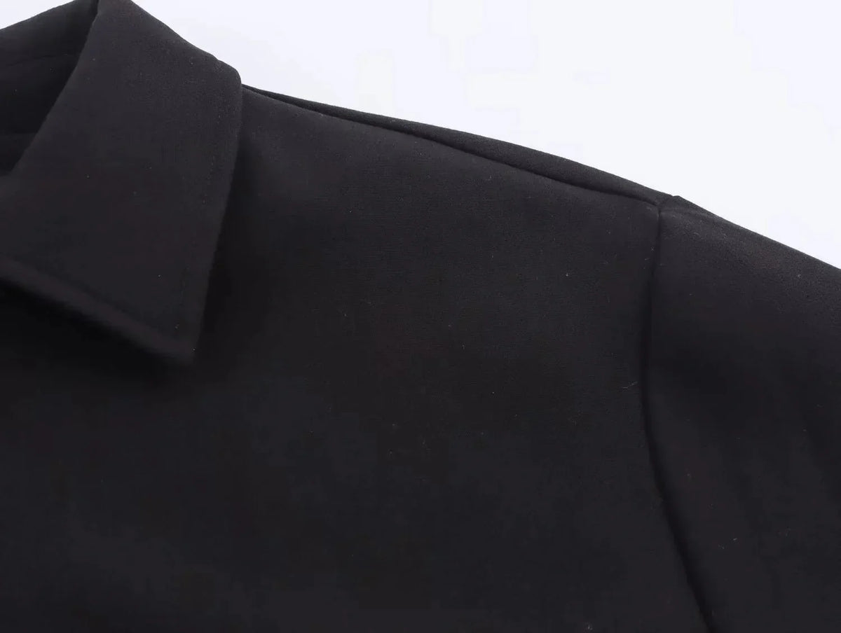 Cropped Bomber Jacket with Elastic Hem