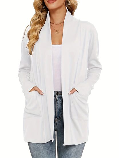 Open-Front Cardigan with Lapel Collar
