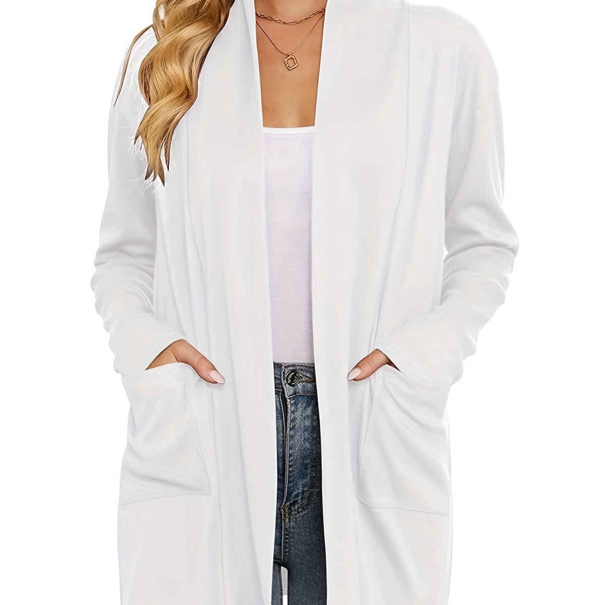 Open-Front Cardigan with Lapel Collar
