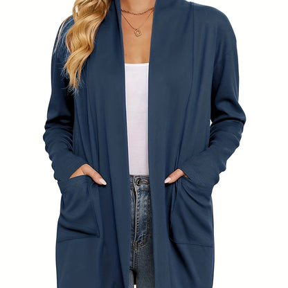 Open-Front Cardigan with Lapel Collar