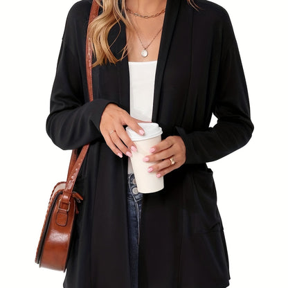 Open-Front Cardigan with Lapel Collar