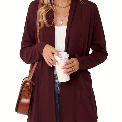 Open-Front Cardigan with Lapel Collar