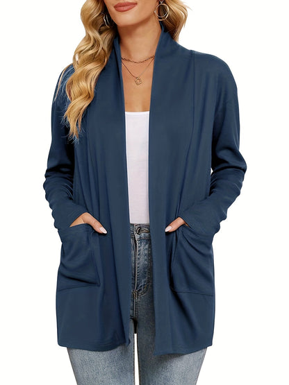 Open-Front Cardigan with Lapel Collar