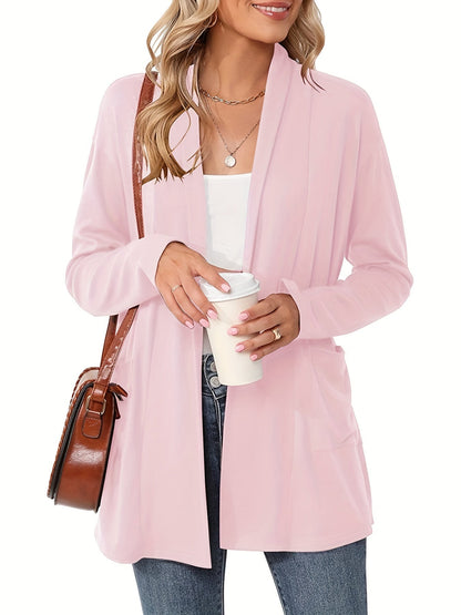 Open-Front Cardigan with Lapel Collar